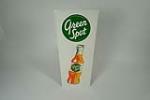 Outstanding NOS 1950s Green Spot Soda vertical tin sign with embossed bottle graphic. - Front 3/4 - 194560