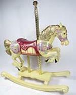 Beautiful full-size wooden Carousel Horse rocking horse hand-carved and painted by artists of S&S Woodcarvers of California in 1986. - Front 3/4 - 206677