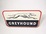 1960 GREYHOUND BUS LINES TIN BUS DEPOT SIGN - Rear 3/4 - 225440