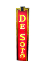 1930S-40S DESOTO AUTOMOBILES NEON PORCELAIN SIGN - Front 3/4 - 254285