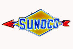 1950s SUNOCO OIL PORCELAIN SIGN WITH ANIMATED NEON - Front 3/4 - 260500