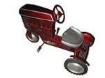 Smokin 1950s Garton pedal tractor! Beautifully restored with custom candy apple red paint job and chrome flames. Size 35"x20... - Front 3/4 - 72143