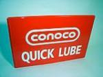 N.O.S. Conoco Quick Lube single-sided tin painted service station sign. - Front 3/4 - 97148