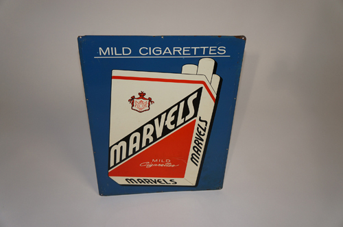 N.O.S. 1950s Marvel Cigarettes embossed tin general store sign. - Automobilia | Barrett-Jackson Auction Company