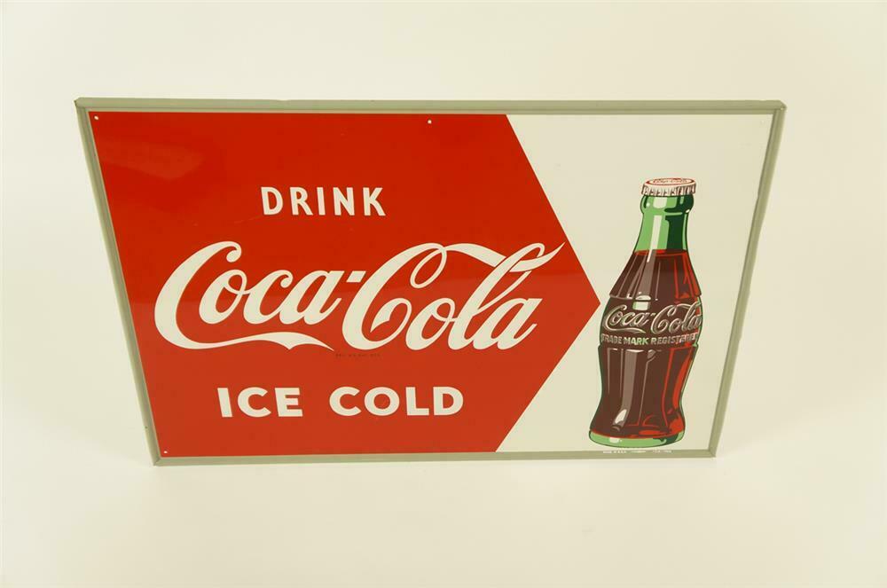 NOS 1952 Drink Coca-Cola Ice Cold single-sided self-framed tin
