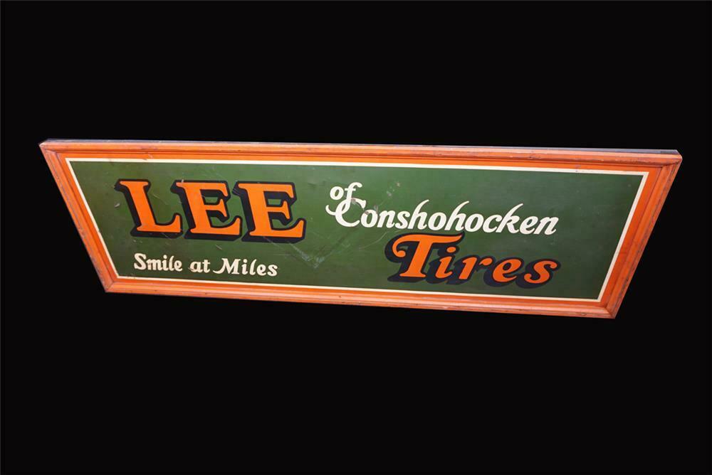 Early 1930's Lee Tires of Conshohocken single-sided tin wood