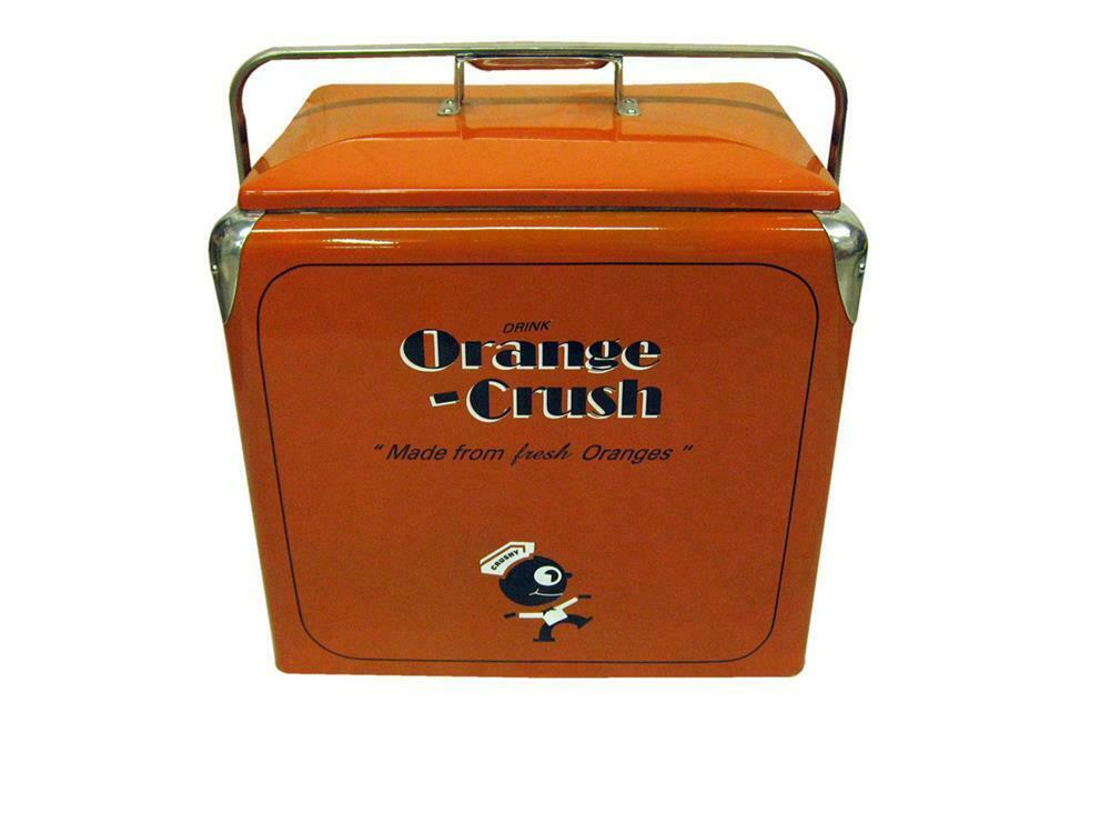 Terrific restored 1950s Orange Crush picnic cooler. - Automobilia