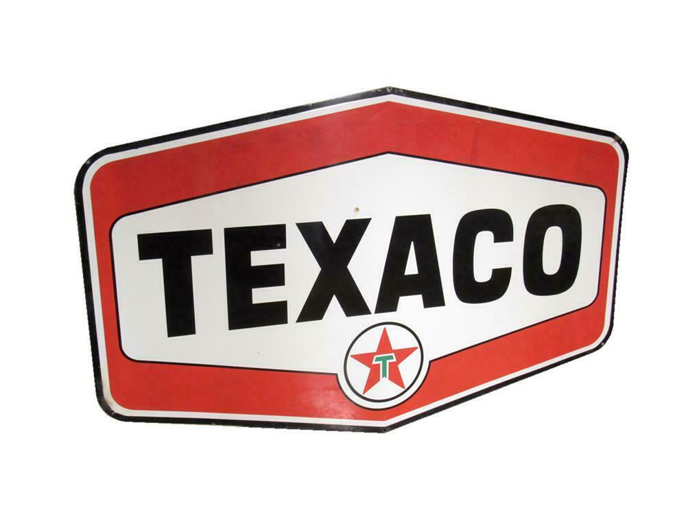 Very nice large early 1960s Texaco Oil double-sided porcelain