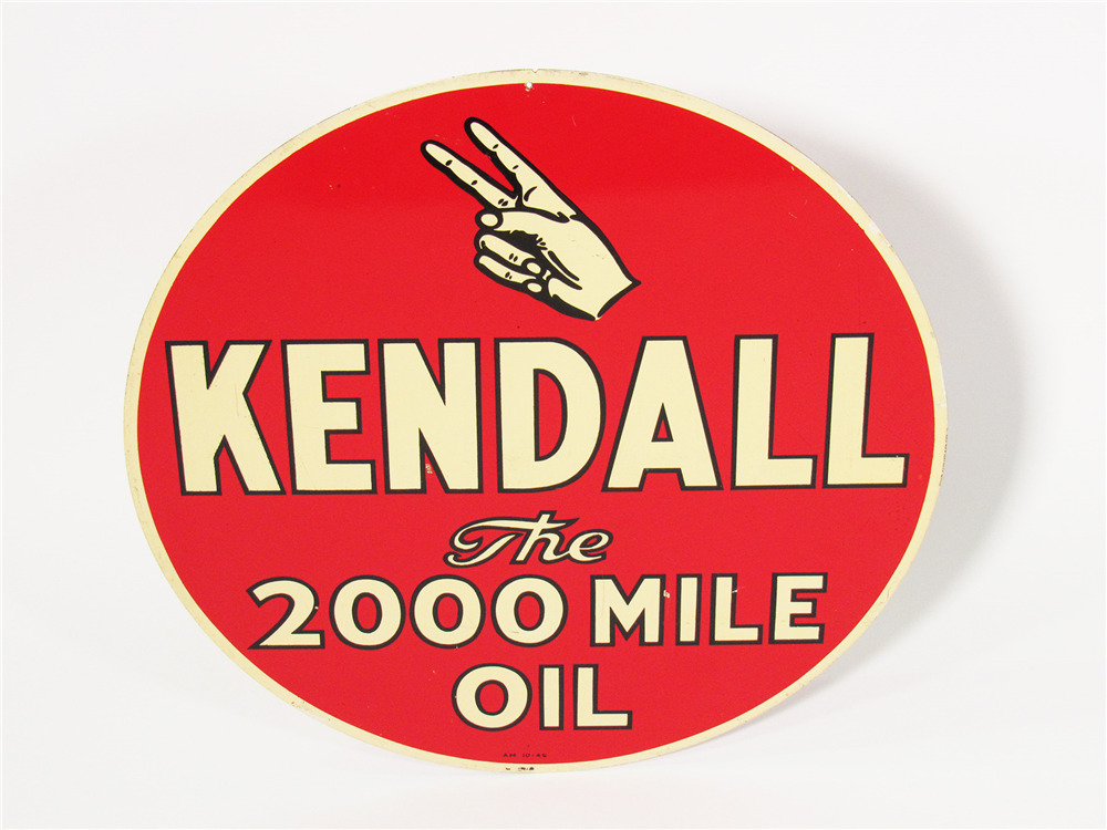 1945 KENDALL OIL TIN GARAGE SIGN - Automobilia | Barrett-Jackson