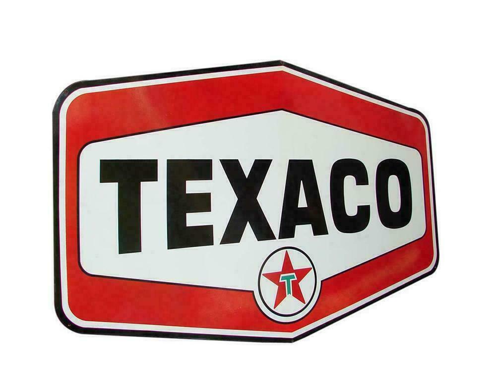 LARGE LATE 1950S-EARLY '60S TEXACO OIL DOUBLE-SIDED PORCELAIN SIGN