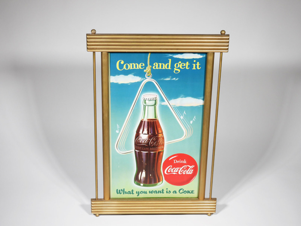 1952 COCA-COLA CARDBOARD SIGN IN ORIGINAL WOODEN FRAME