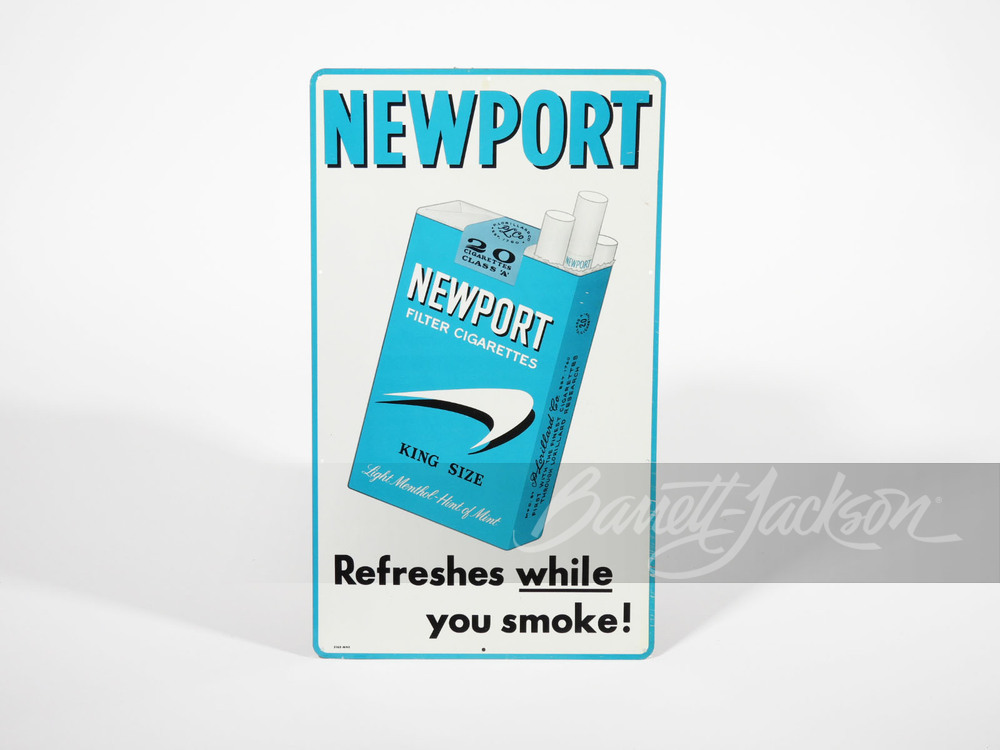 EARLY 1960S NEWPORT CIGARETTES TIN SIGN - Automobilia | Barrett-Jackson  Auction Company