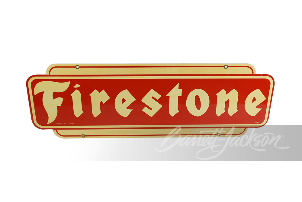 LATE 1950S-EARLY '60S FIRESTONE TIRES TIN SIGN - Automobilia