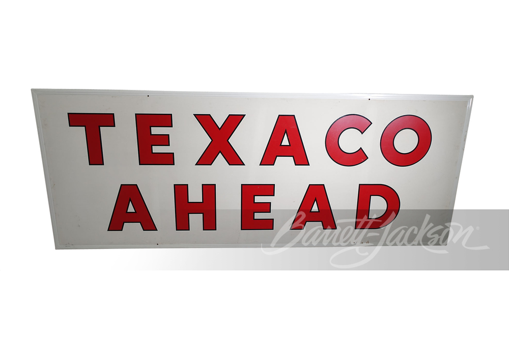 NOS VINTAGE TEXACO AHEAD TIN SIGN - Automobilia | Barrett-Jackson