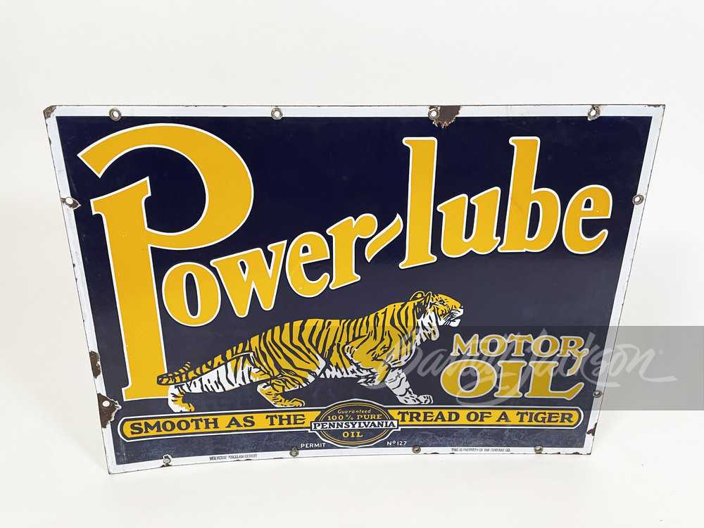 1930S POWER-LUBE MOTOR OIL SIGN - Automobilia | Barrett-Jackson
