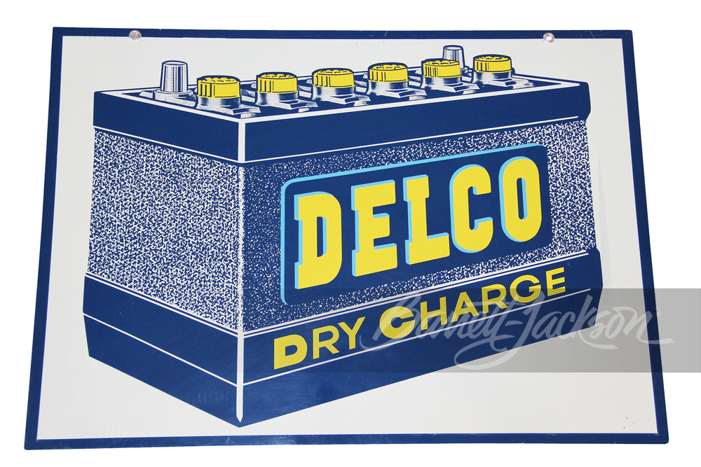 1950S DELCO DRY CHARGE BATTERIES TIN SIGN - Automobilia | Barrett
