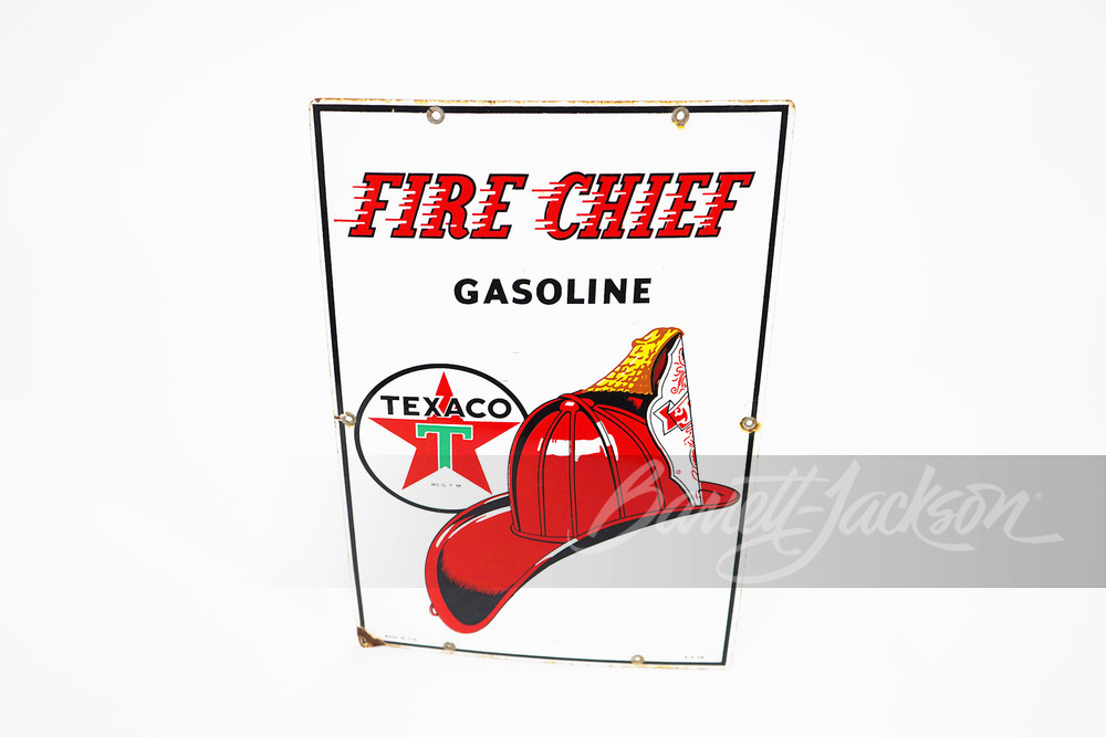 スターチェス　油絵　P6(409×273mm) 1956 TEXACO FIRE CHIEF GASOLINE PORCELAIN SIGN - Automobilia