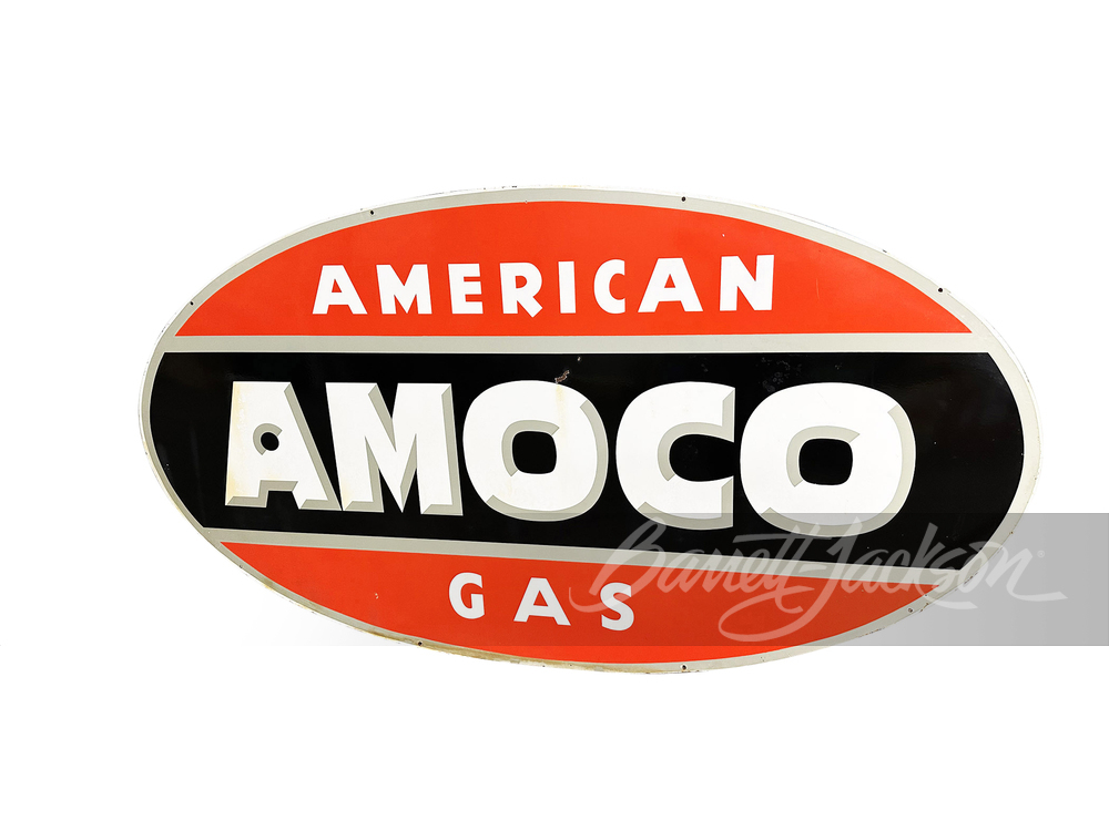 LARGE LATE 1940S AMOCO AMERICAN GAS PORCELAIN SIGN - Automobilia