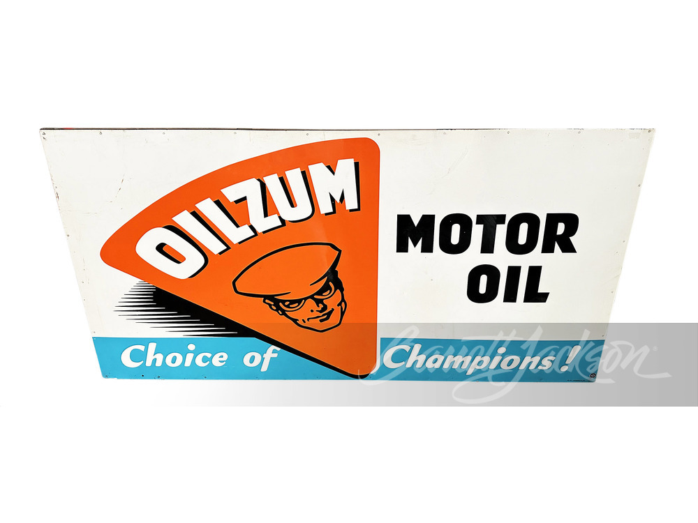 LARGE 1963 OILZUM MOTOR OIL TIN SIGN - Automobilia | Barrett