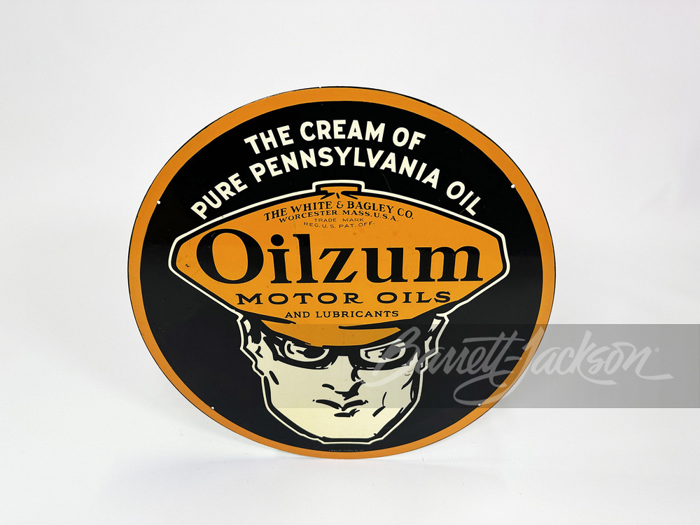 1937 OILZUM MOTOR OIL TIN SIGN - Automobilia | Barrett-Jackson