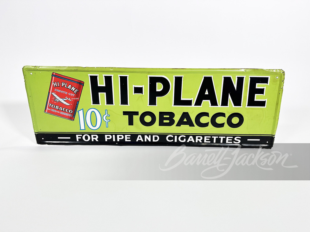 CIRCA 1930S HI-PLANE TOBACCO TIN SIGN - Automobilia | Barrett-Jackson Auction Company