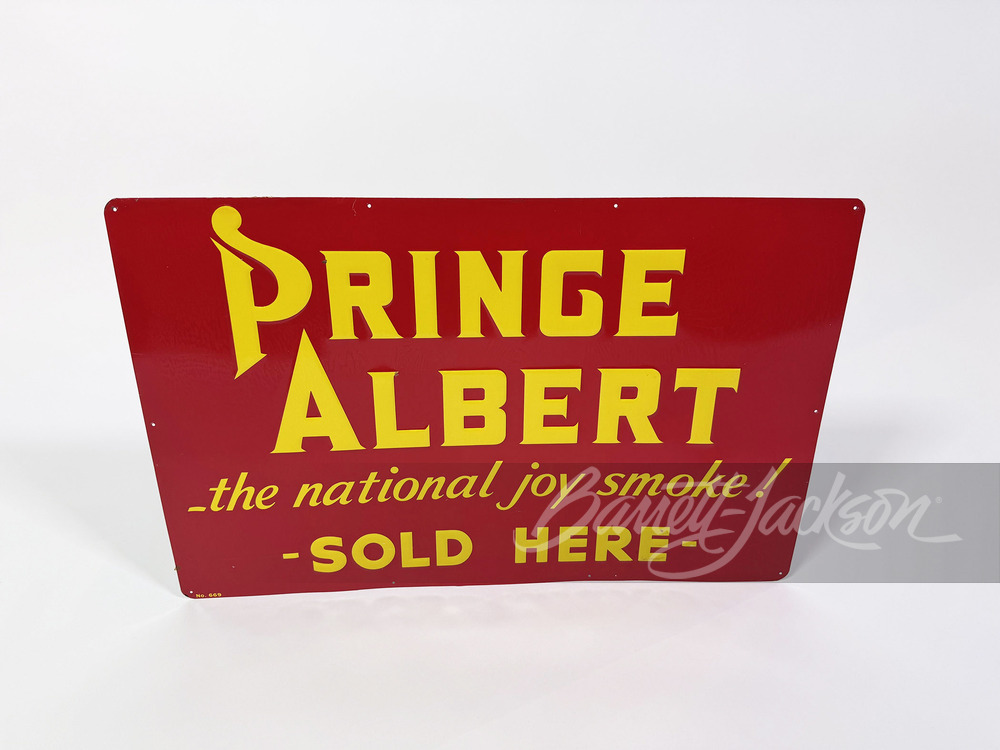 prince albert tobacco sign 1940S SMOKING EMBOSSED TIN - Automobilia | Barrett-Jackson Auction Company VINTAGE 1935 PRINCE ALBERT TOBACCO