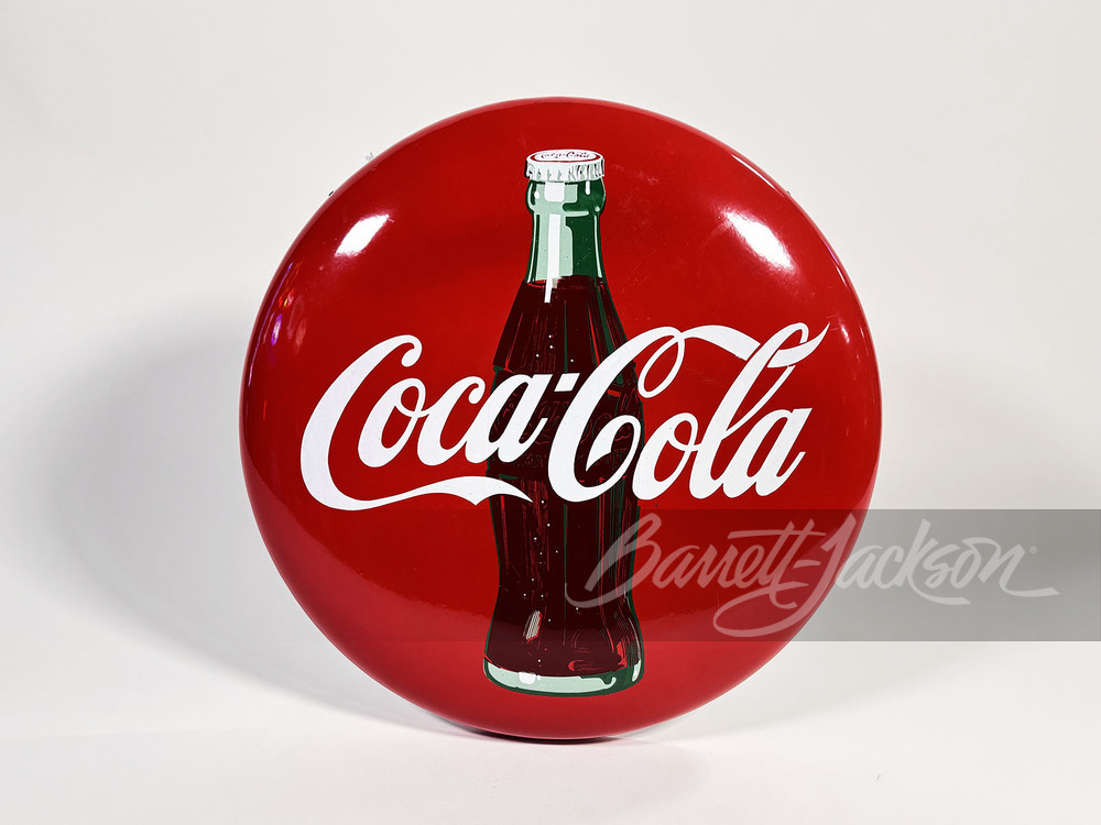 1950S COCA-COLA PORCELAIN BUTTON SIGN - Automobilia | Barrett