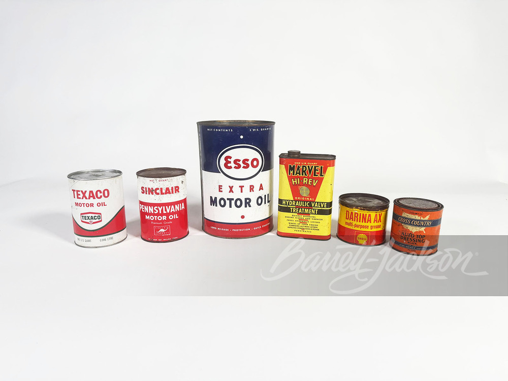 LOT OF SIX 1950S-EARLY '60S METAL OIL AND GREASE TINS