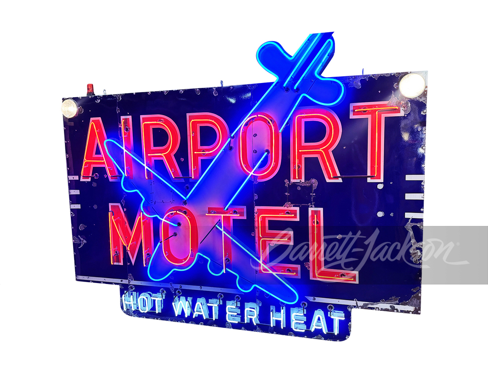 CIRCA 1950S AIRPORT MOTEL NEON PORCELAIN SIGN - Automobilia