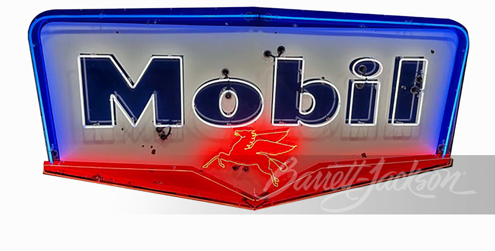 1950S MOBIL PORCELAIN WITH ANIMATED NEON SIGN - Automobilia